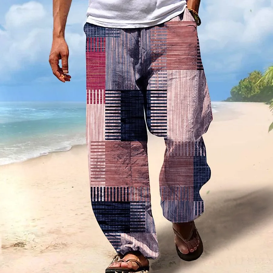 3D Printed Drawstring Waist Casual Pants