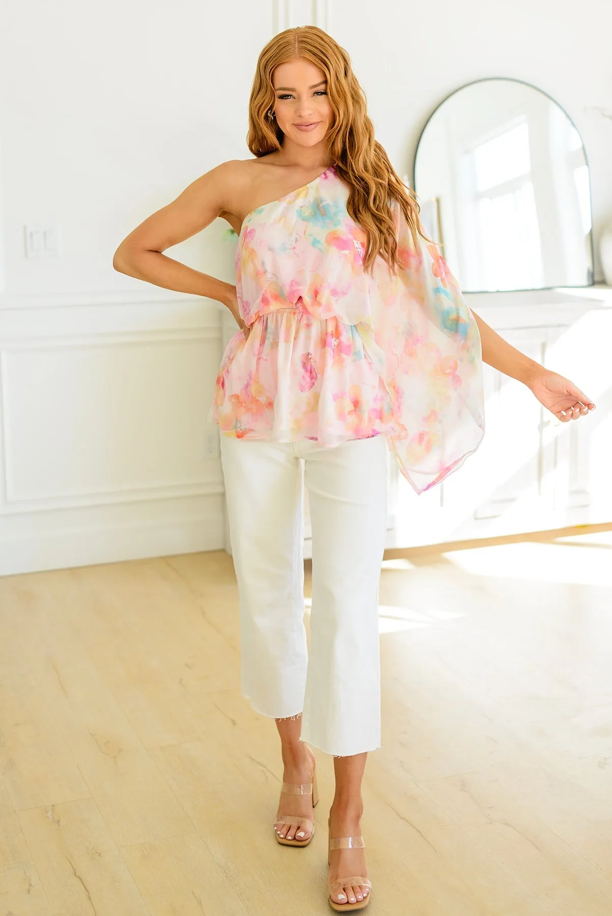 Abstract Drama Floral Peplum Blouse