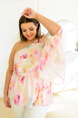 Abstract Drama Floral Peplum Blouse