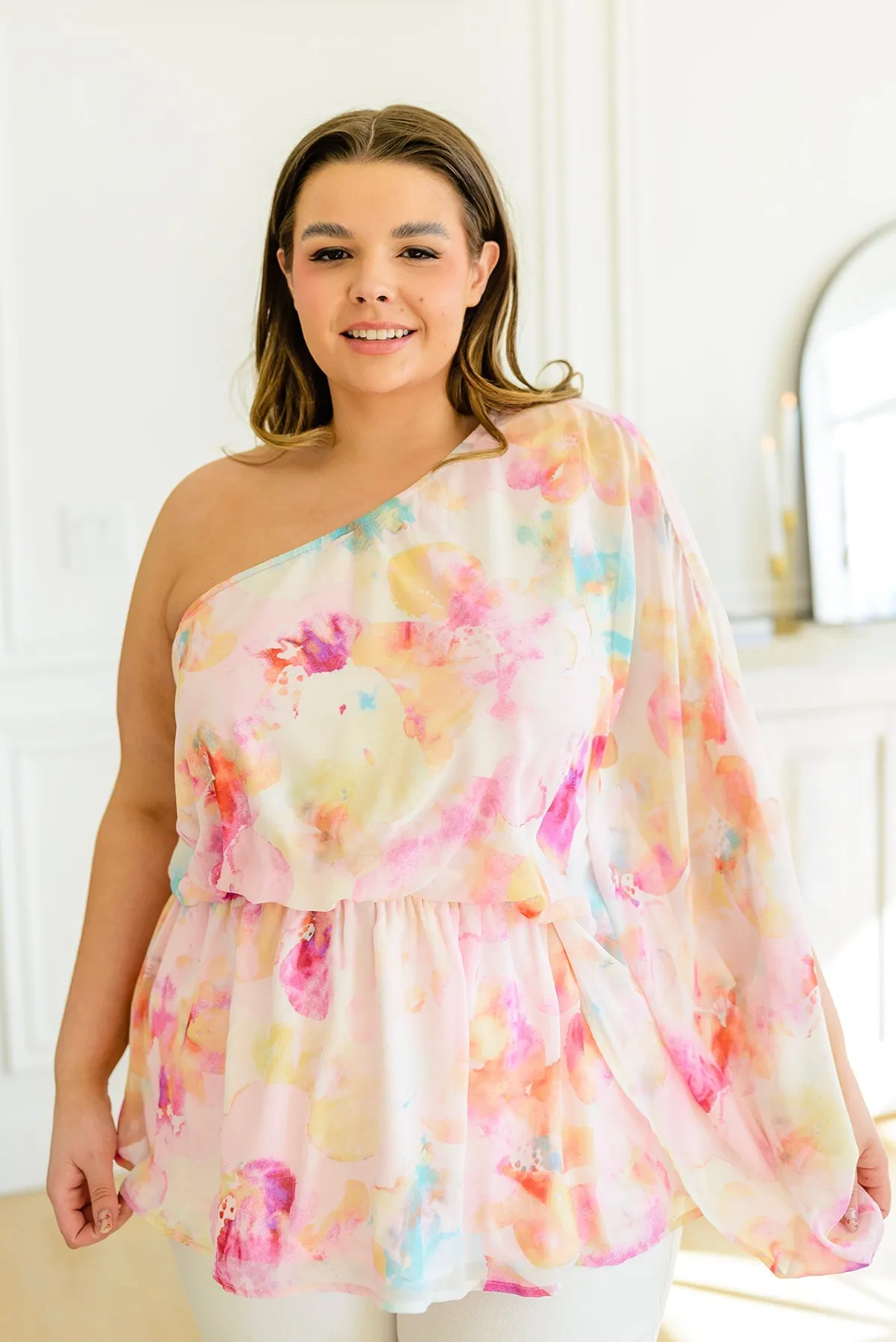 Abstract Drama Floral Peplum Blouse