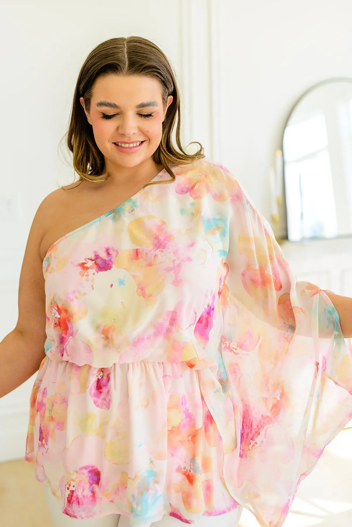 Abstract Drama Floral Peplum Blouse