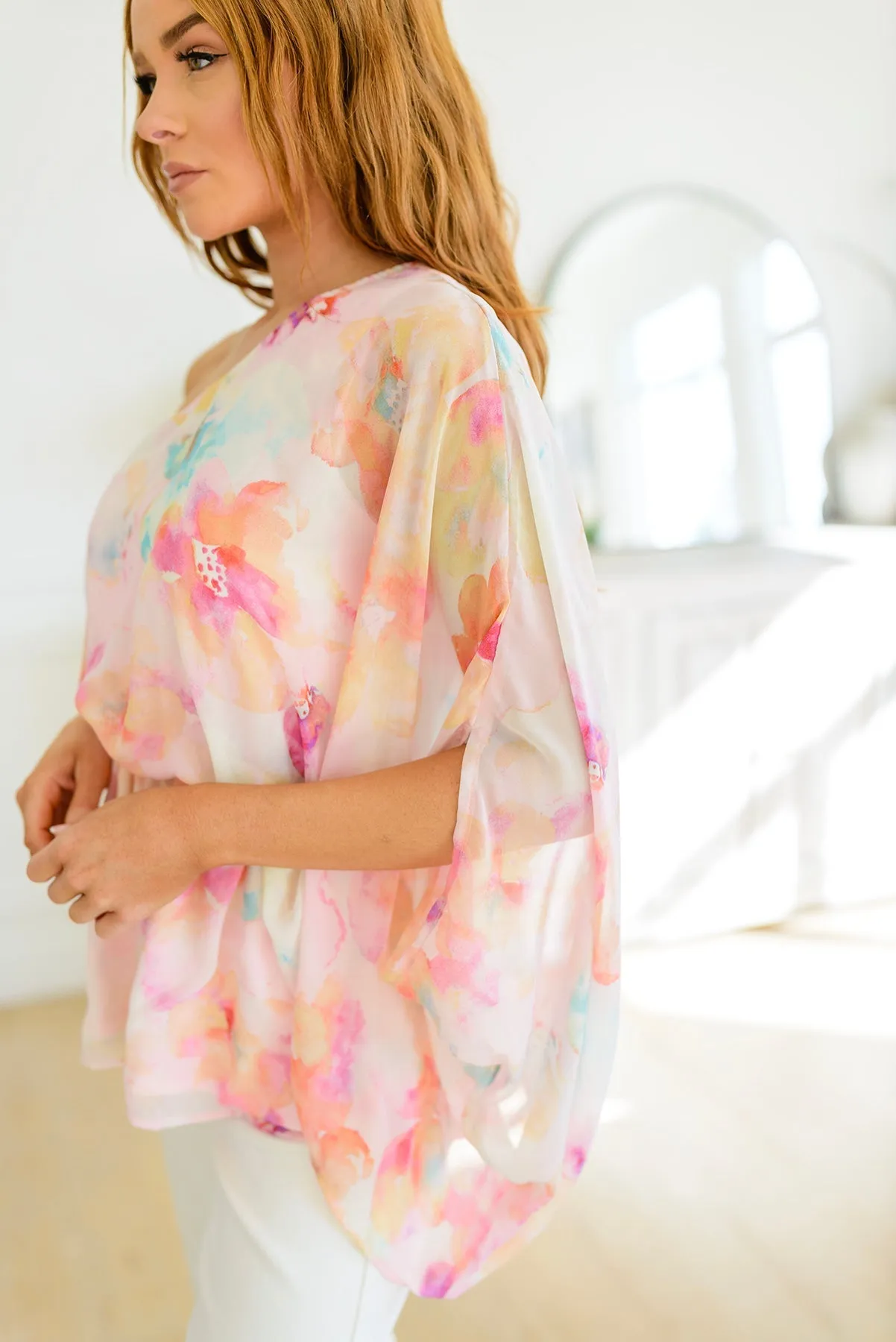 Abstract Drama Floral Peplum Blouse