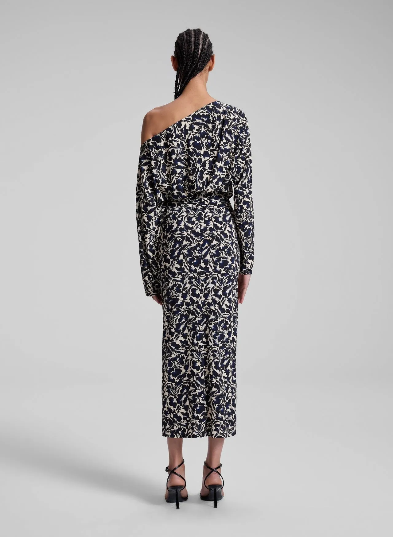 A.L.C. Aurelie Jersey Midi Skirt in. Navy/Cream