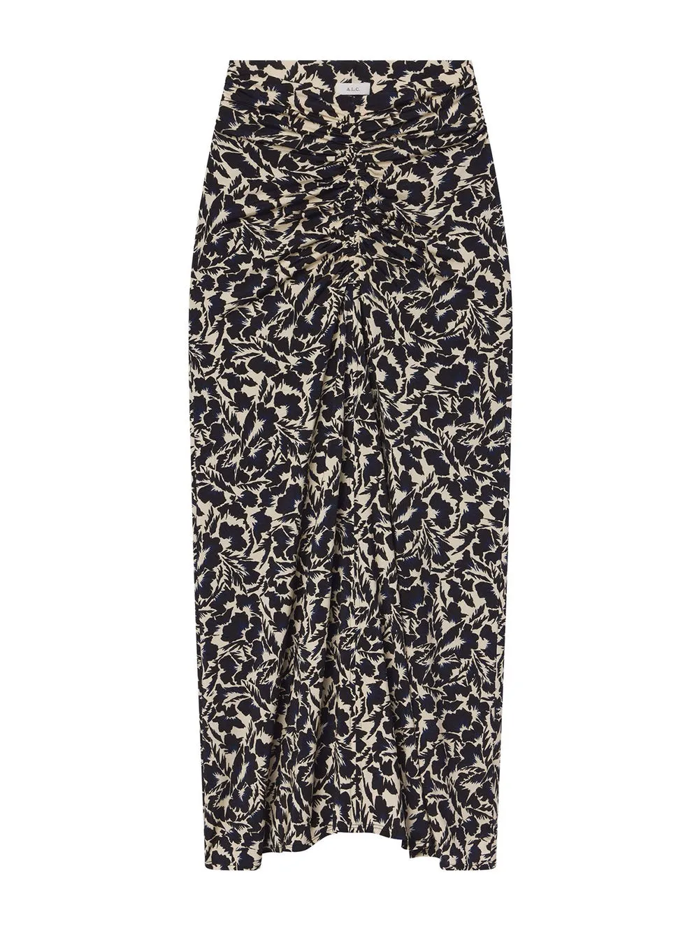 A.L.C. Aurelie Jersey Midi Skirt in. Navy/Cream