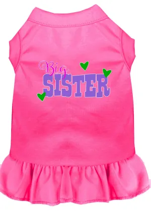 Big Sister Screen Print Dog Dress Bright Pink Xl