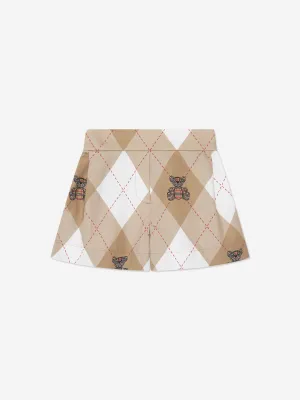 Burberry Baby Girls Nicoletta Argyle Shorts in Beige