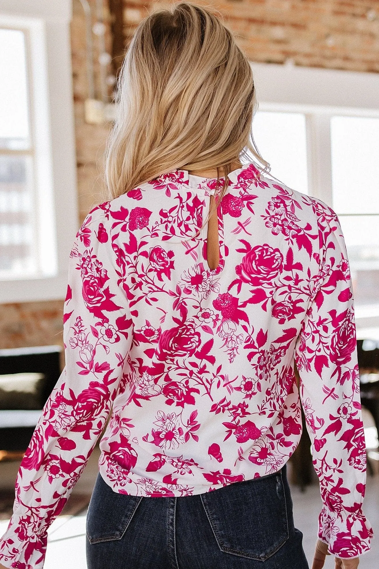 Burke Floral Flounce Sleeve Blouse