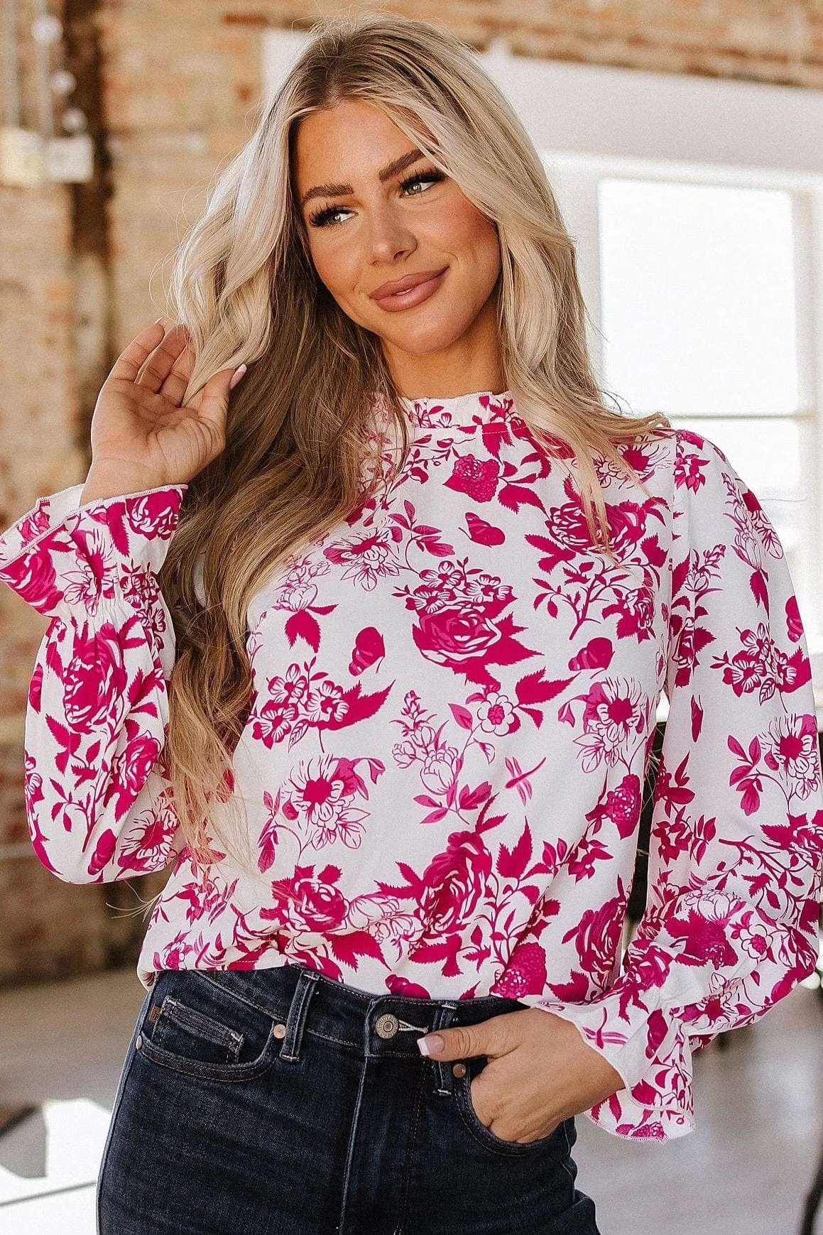 Burke Floral Flounce Sleeve Blouse