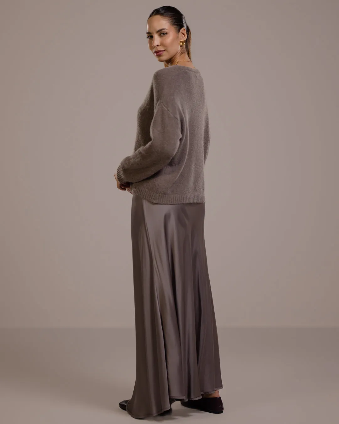 Camilla Bias Satin Skirt | Mink