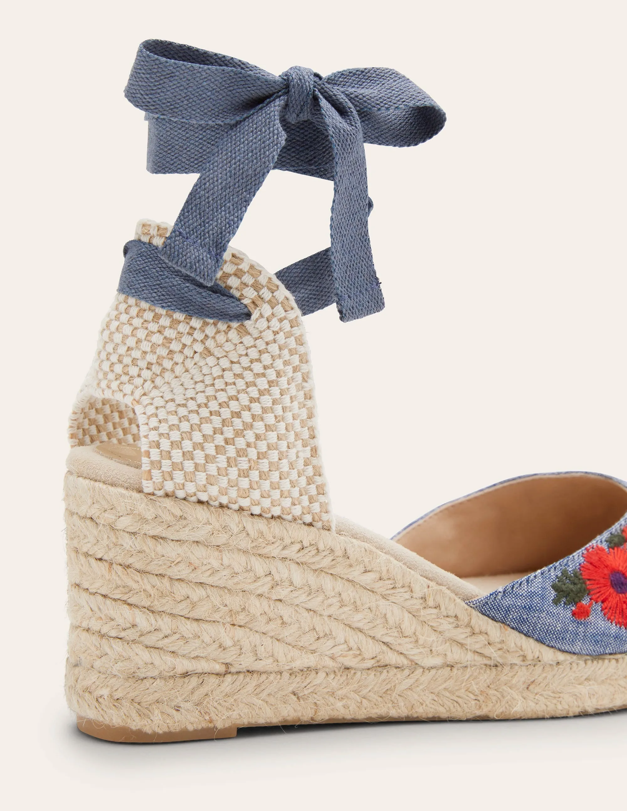Cassie Espadrille Wedge-Chambray Embroidery