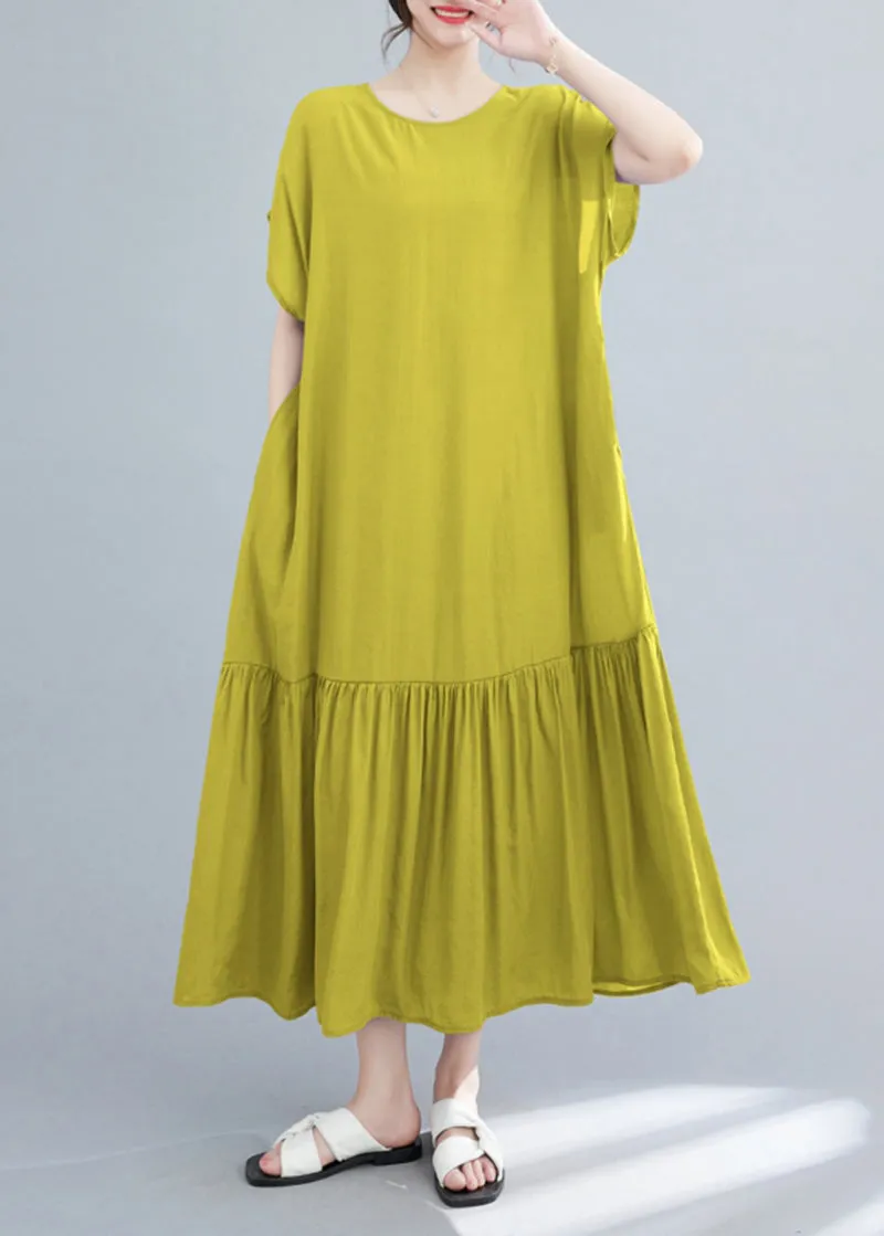 Chic Blue Oversized Patchwork Wrinkled Cotton Robe Dresses Summer LY5352