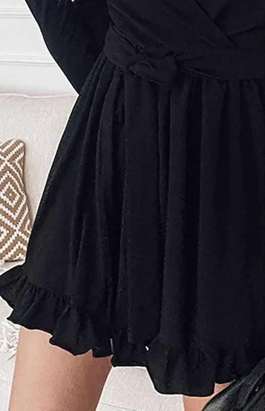 Chic V-Neck Lace-Up Dress with Elegant Detailing