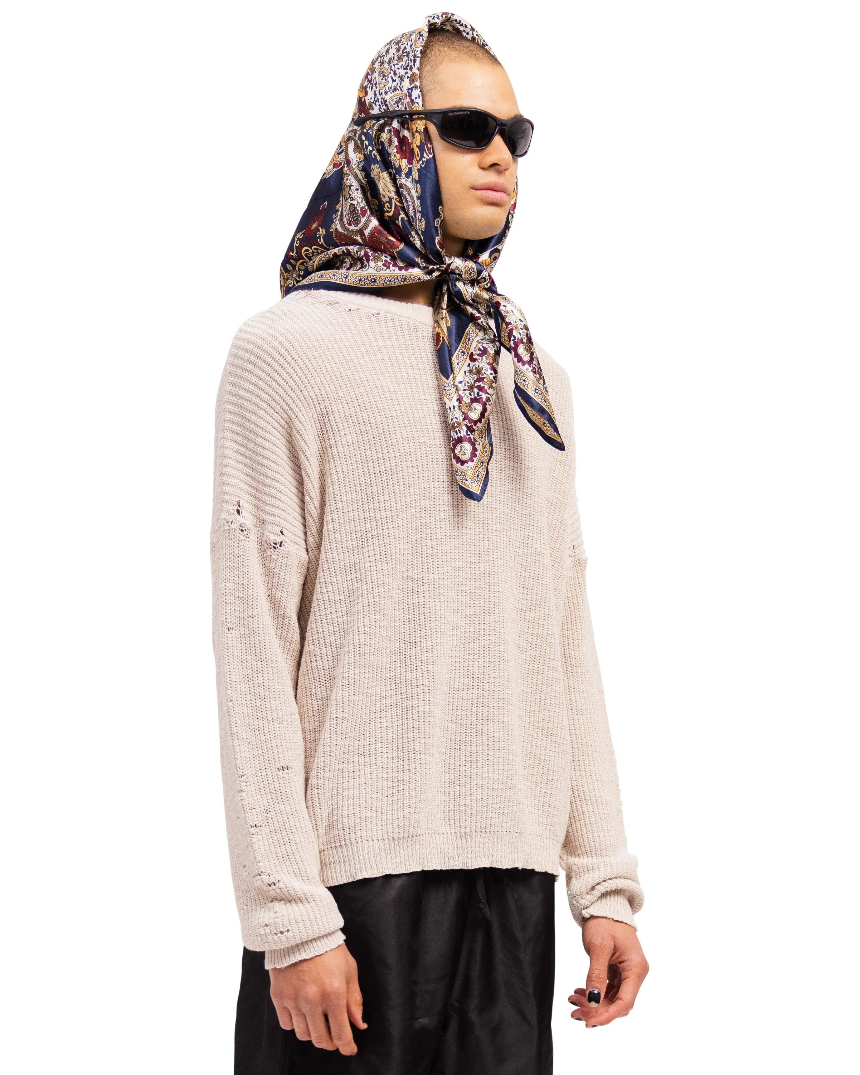 DESTROYED CREAME KNIT MEN