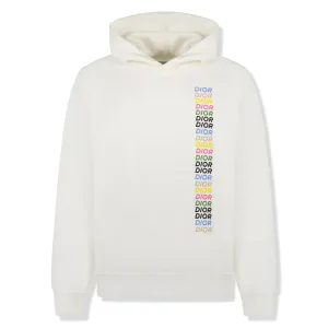 Dior Printed Relaxed Fit Cotton White Hoodie