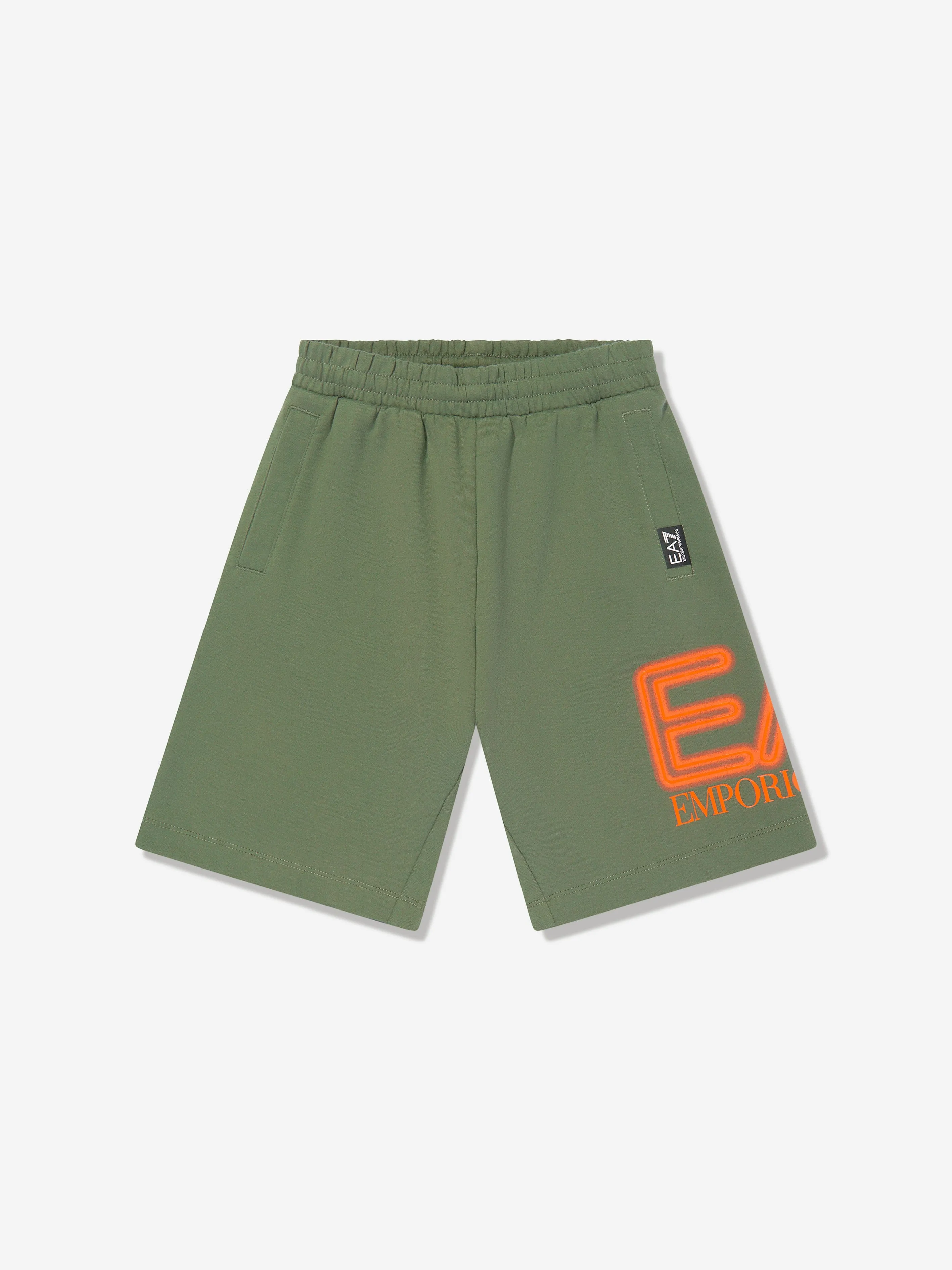 EA7 Emporio Armani Boys Large Logo Shorts in Green