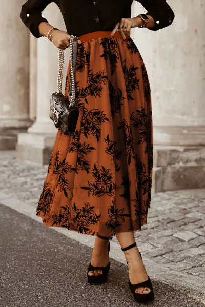 Elena Embroidered Floral Chiffon Maxi Skirt