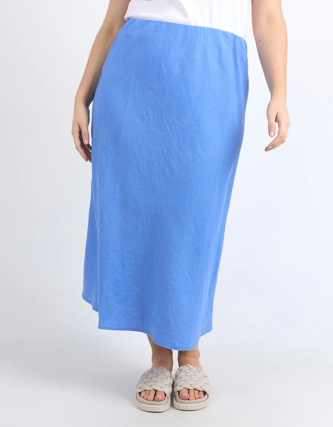 Eleni Linen Skirt - Cerulean Blue