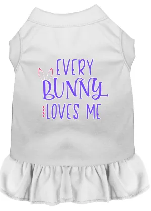 Every Bunny Loves Me Screen Print Dog Dress White Xs (8)