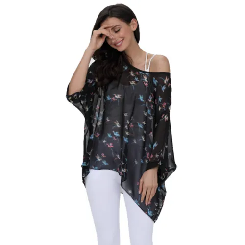 Flying Bird Print Chiffon Top | CozyCouture®