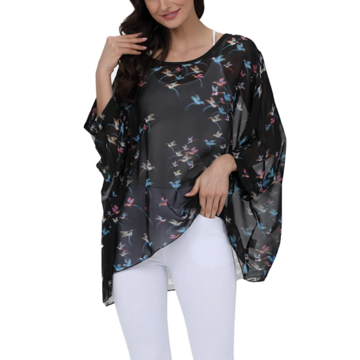 Flying Bird Print Chiffon Top | CozyCouture®