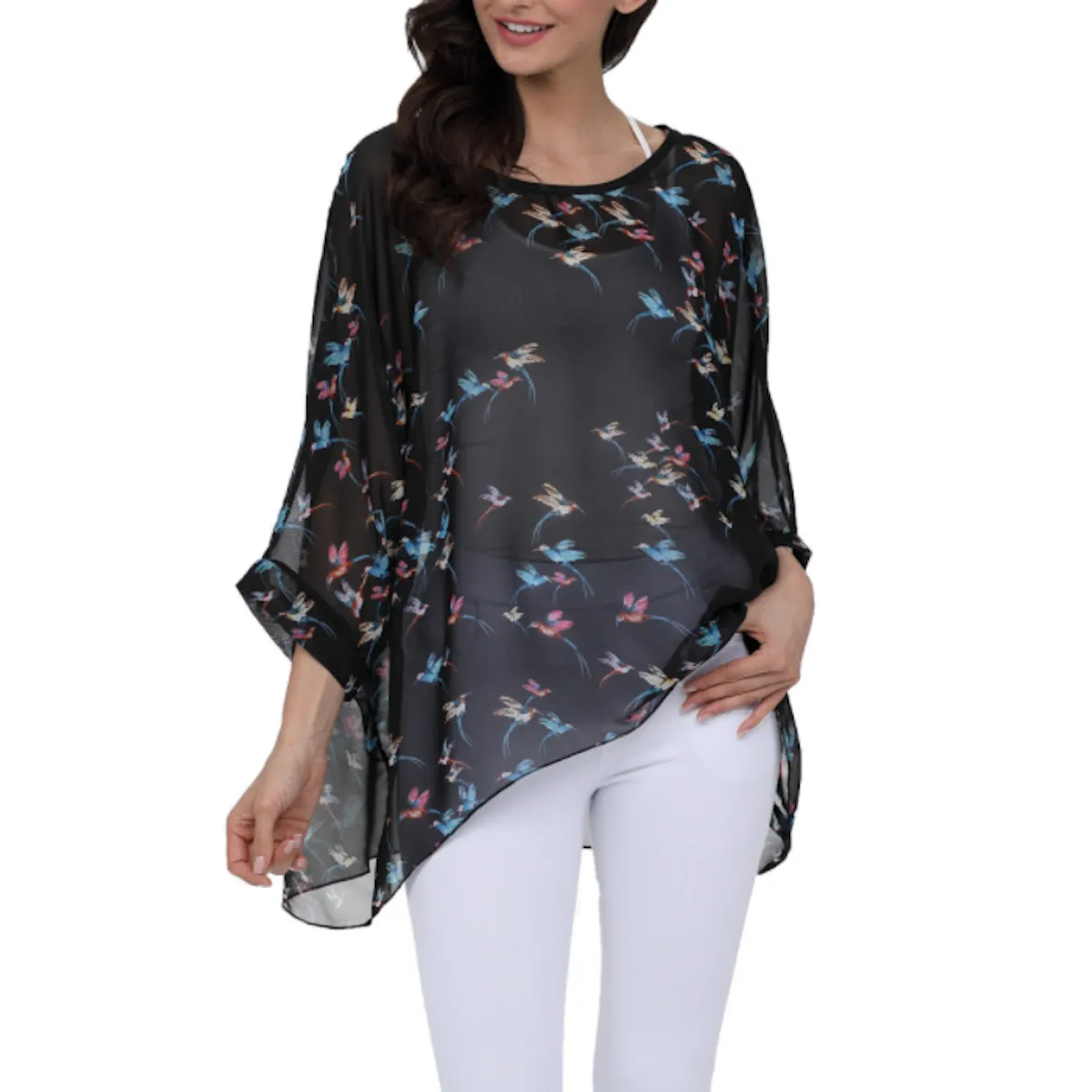 Flying Bird Print Chiffon Top | CozyCouture®