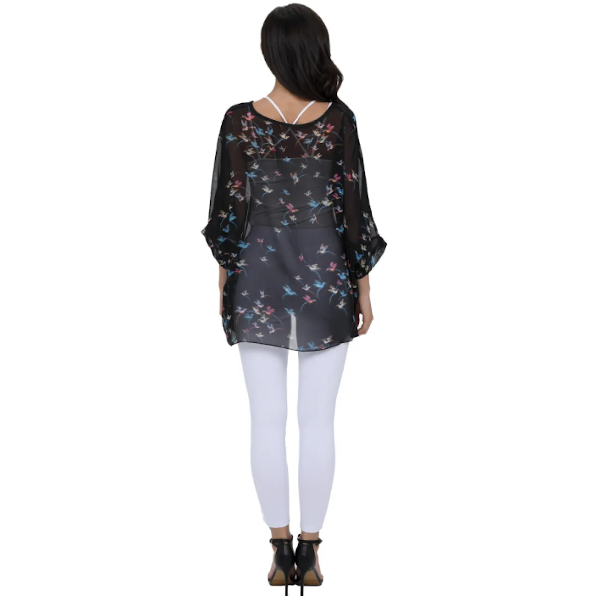 Flying Bird Print Chiffon Top | CozyCouture®