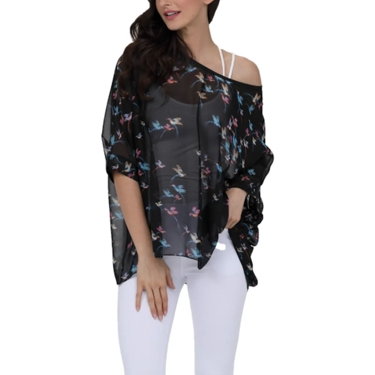 Flying Bird Print Chiffon Top | CozyCouture®