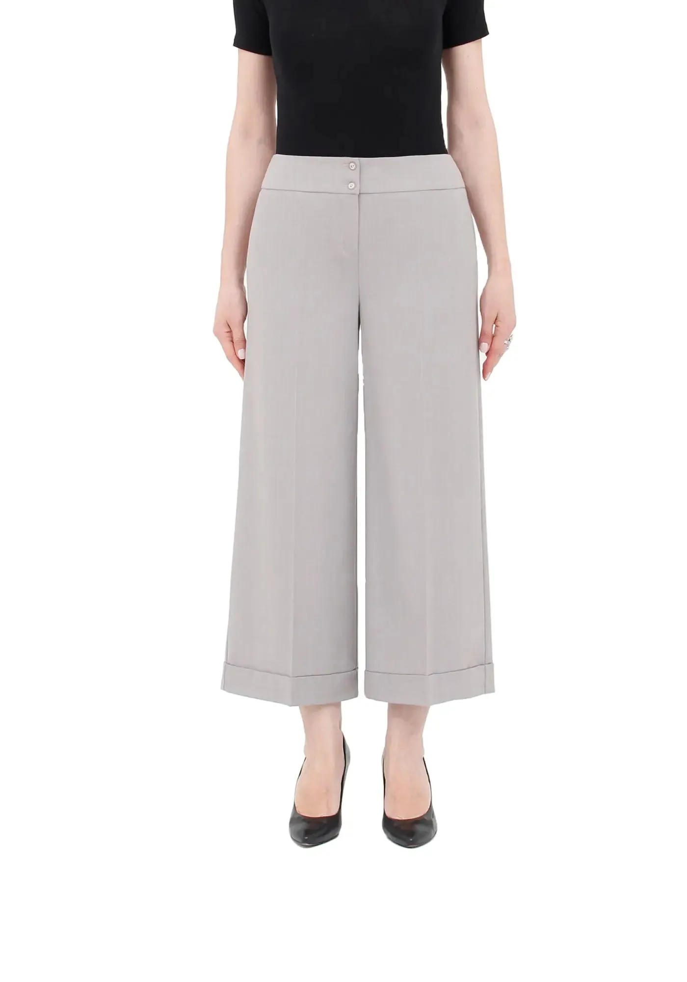 G-Line Light Grey Wide Leg Cropped Pants