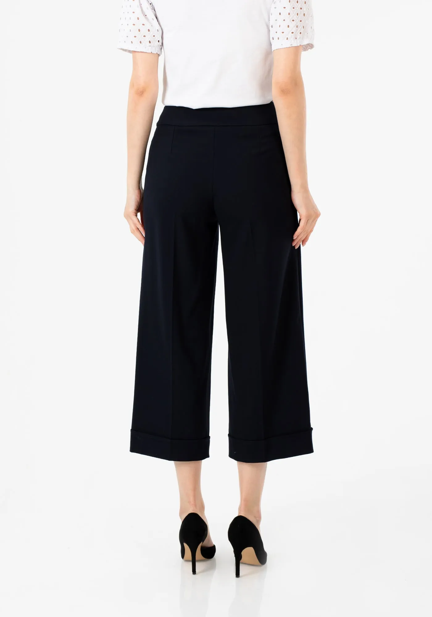 G-Line Navy Blue Wide Leg Cropped Pants