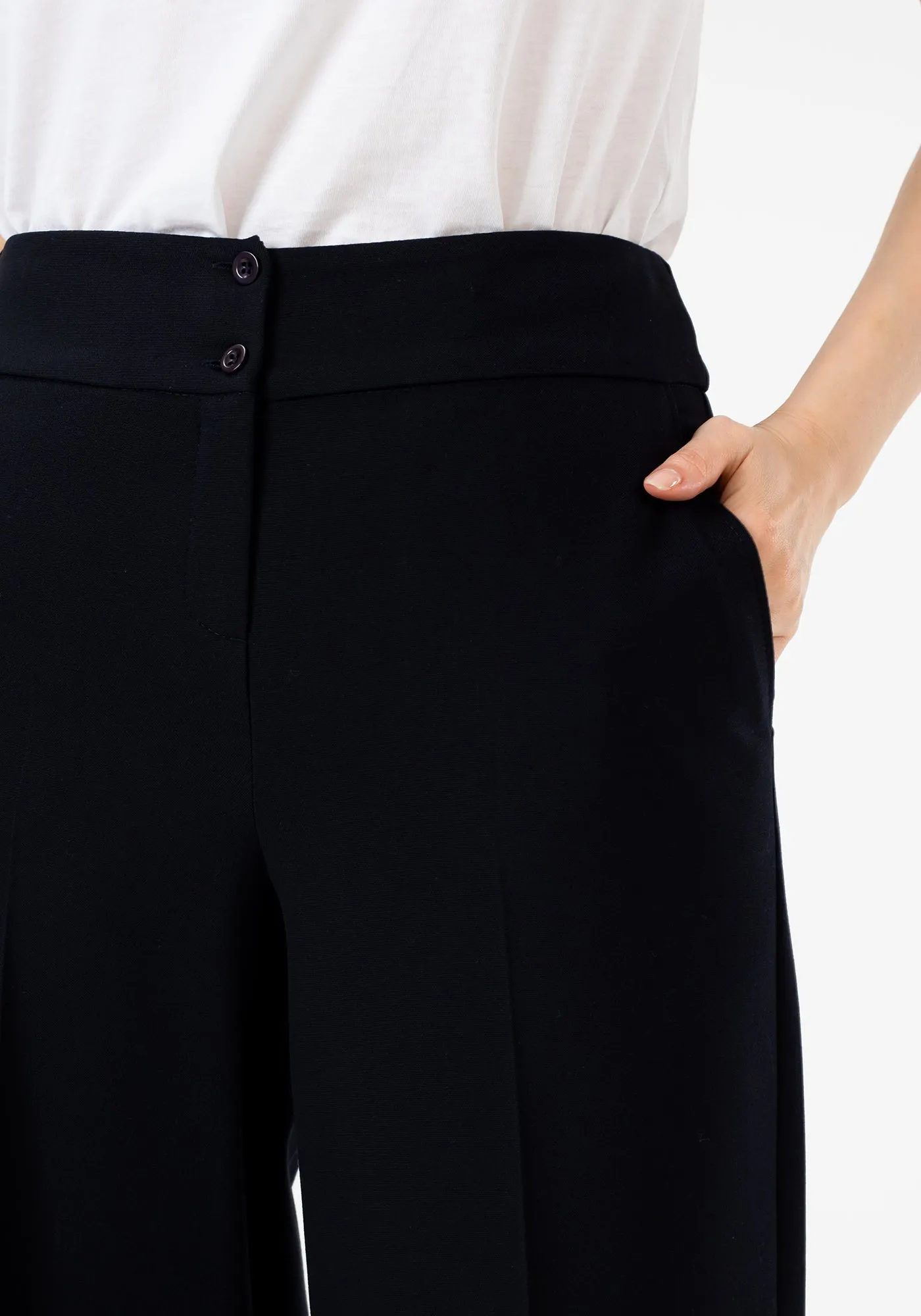 G-Line Navy Blue Wide Leg Cropped Pants