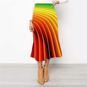 Geometric Skirts Women Psychedelic Skirt Ladies Vortex High waist skirts Rainbow School skirt