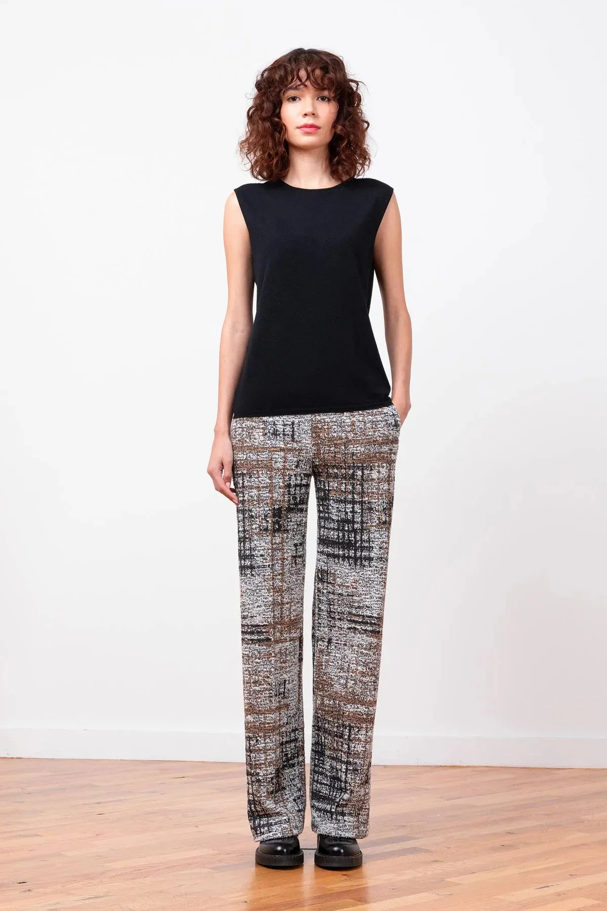 Georges Wide Leg Boucle Pant | Black