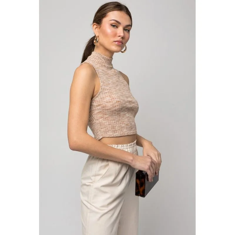 GILLI Sleeveless Mock Neck Band Top