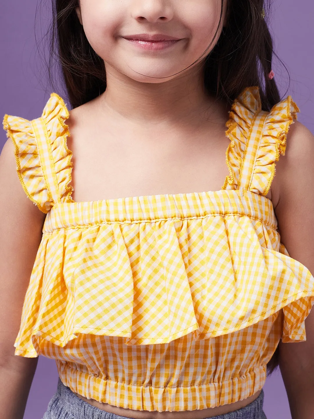 Girls Checked Top With Skirt