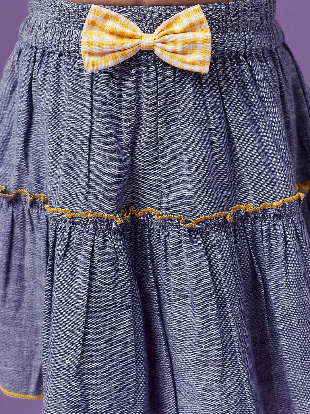 Girls Checked Top With Skirt
