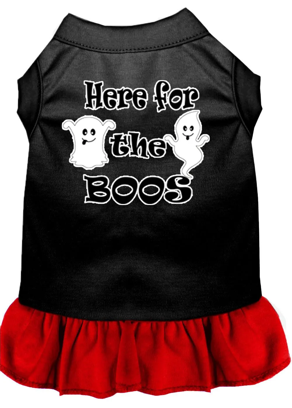 Here For The Boos Screen Print Dog Dress Black With Red Xs (8)