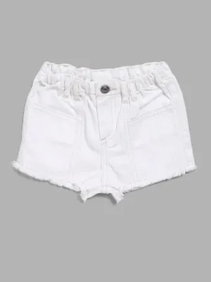 HOP Kids Solid White Denim Shorts