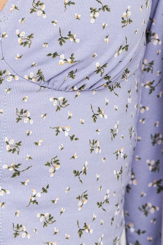 I'm All In Puff Sleeve V Neck Floral Top