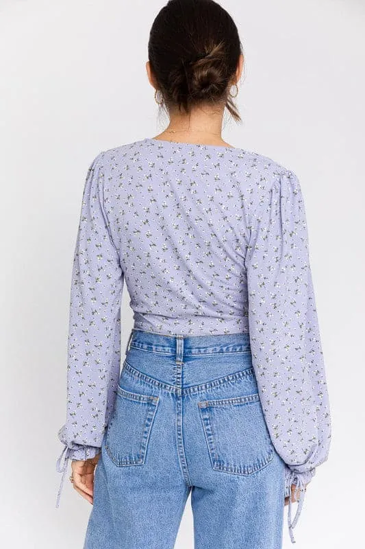 I'm All In Puff Sleeve V Neck Floral Top