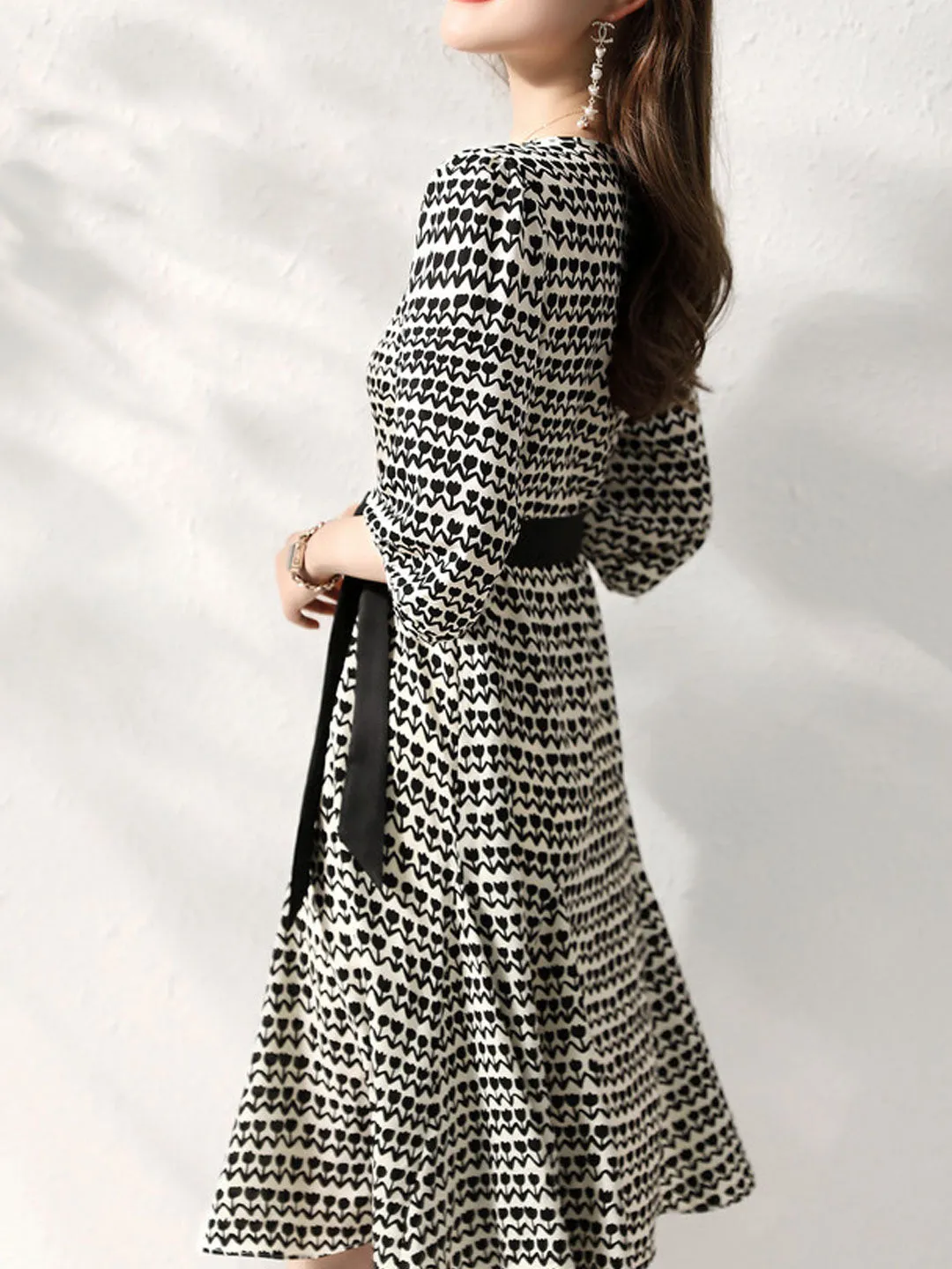 Isabella Classic Belted Printed Dress