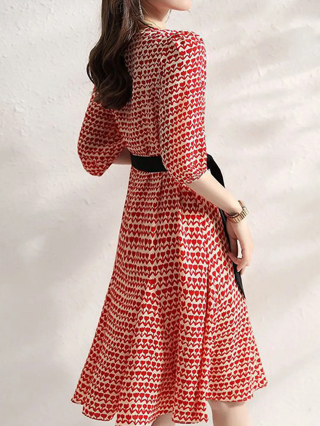 Isabella Classic Belted Printed Dress