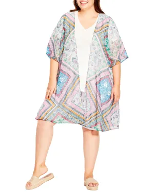 Jayda Paisley Longline Kimono | Pink / Light Blue