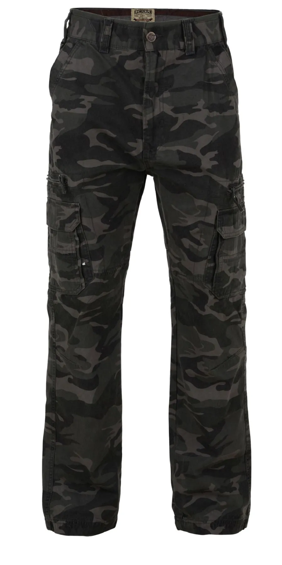KAM Men's Big Size Regular Fit Canvas Cotton Camouflage Cargo Trousers Size 40-60
