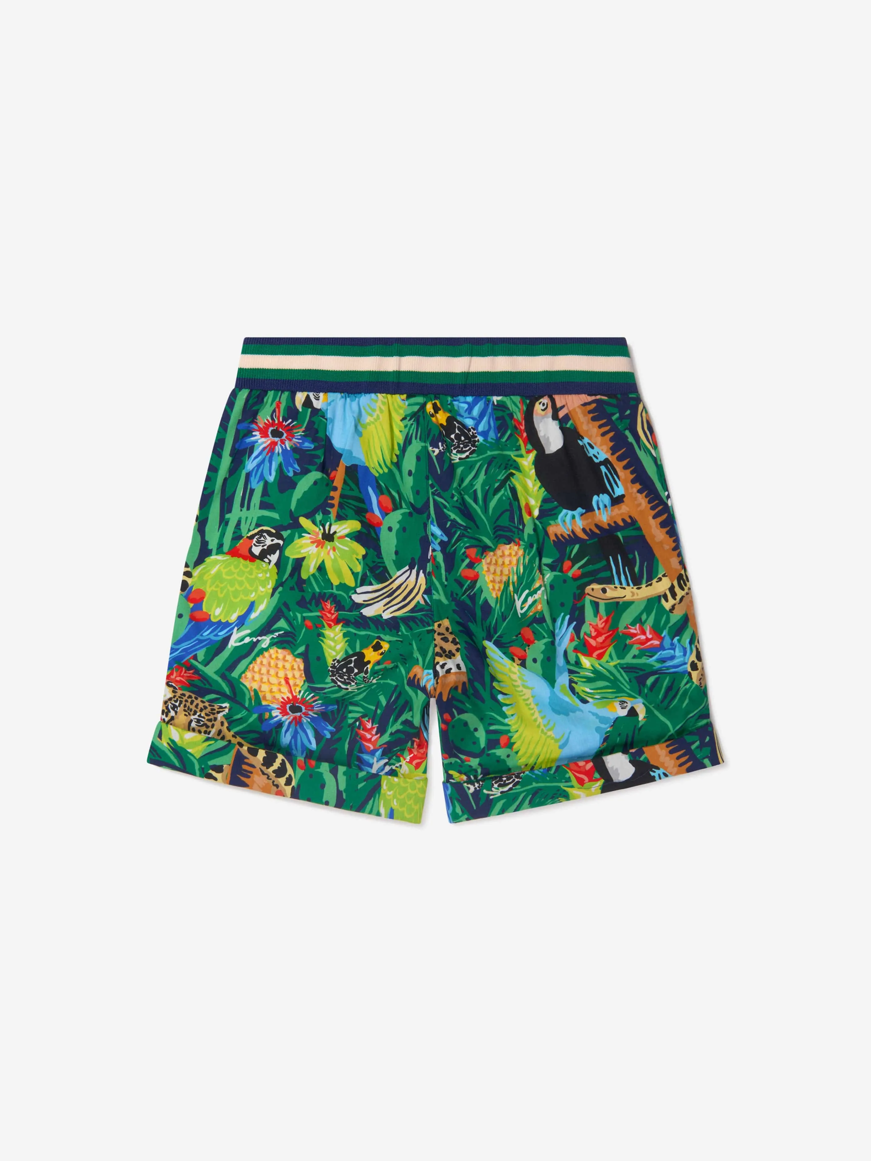 KENZO Boys Cotton Poplin Tropical Shorts