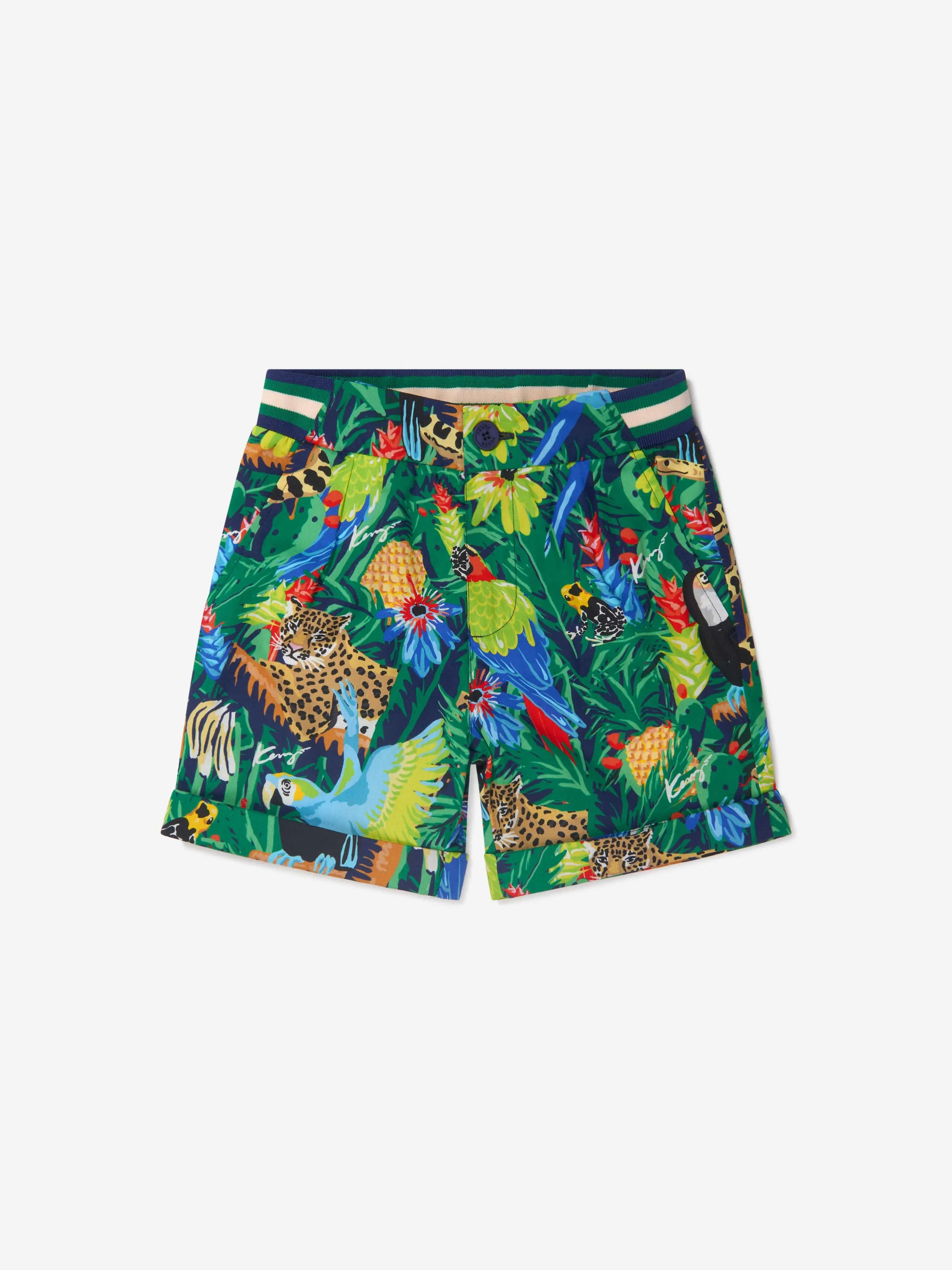 KENZO Boys Cotton Poplin Tropical Shorts