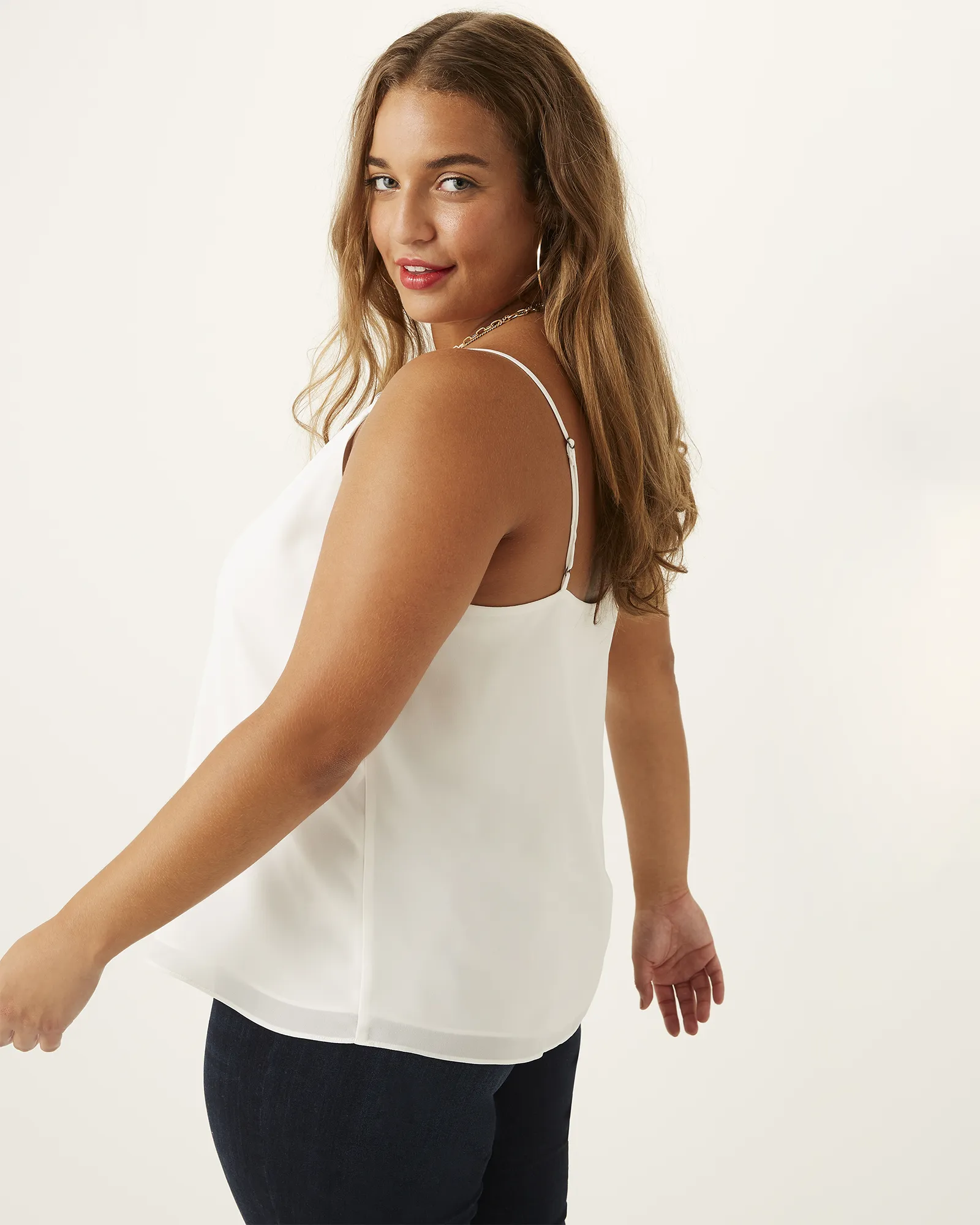 Kristie Lace-Trim Cami | White