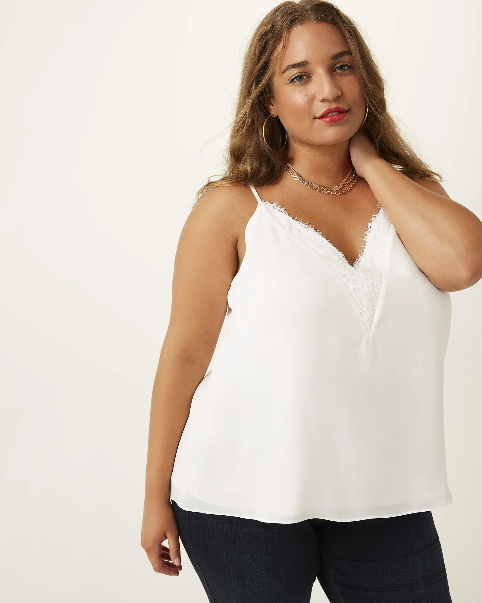 Kristie Lace-Trim Cami | White