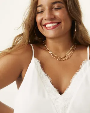 Kristie Lace-Trim Cami | White