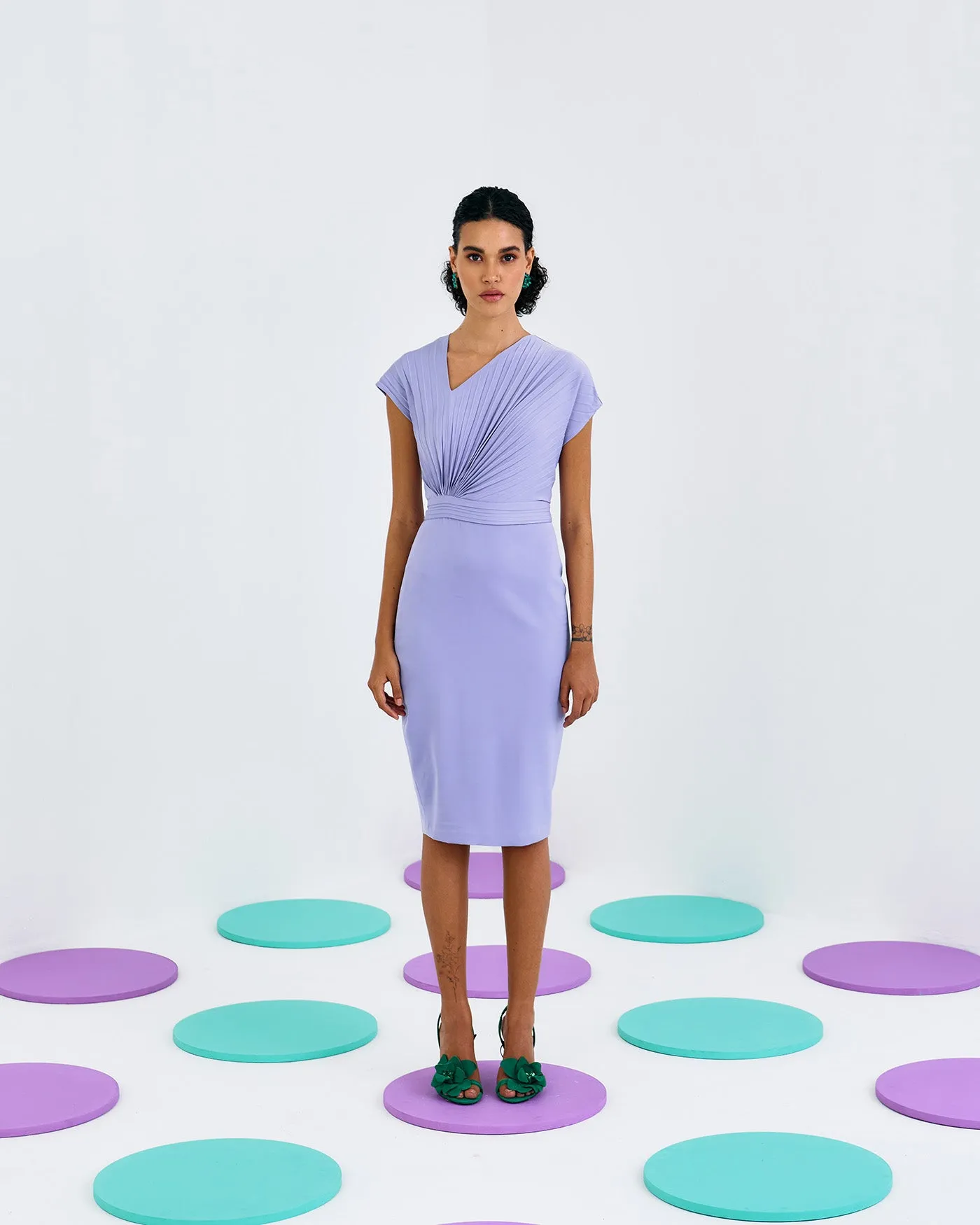 LILAC CLASSIC PLEATED DRESS