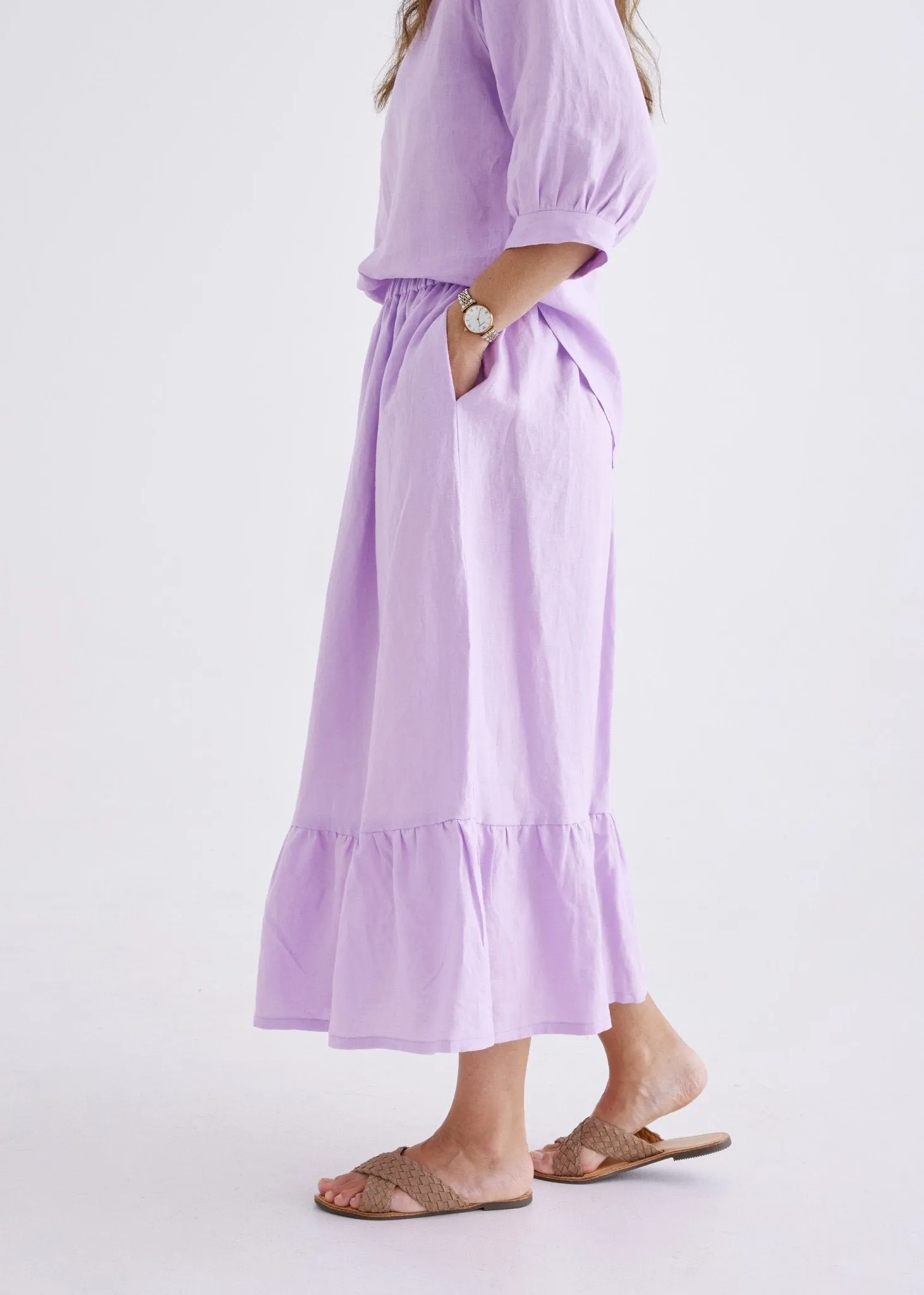 Luna Linen Skirt in Lilac